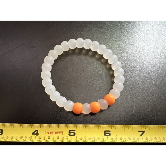 Clear & Orange Rubber Balls Stretchy Bracelet - Picture 4 of 5